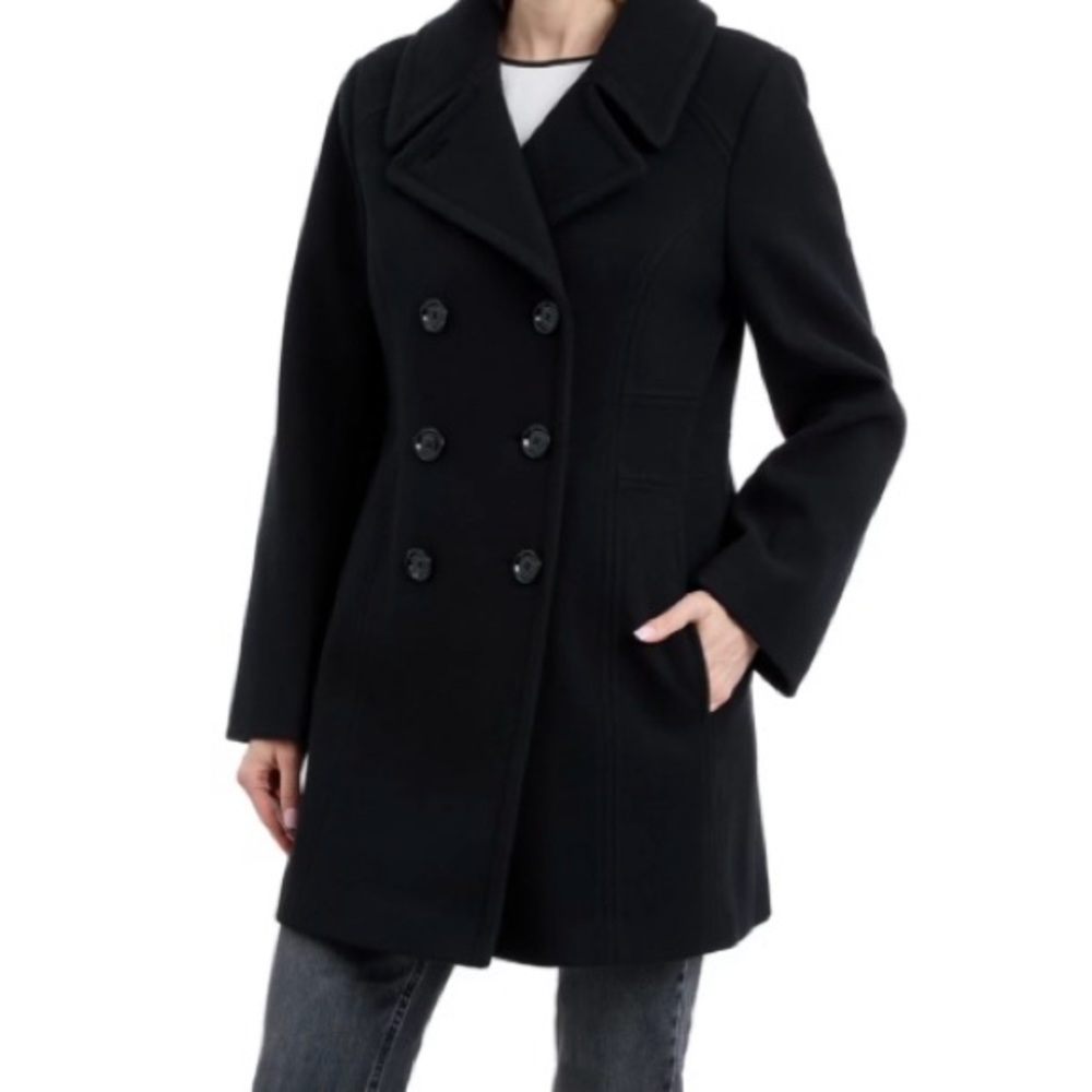 Anne Klein Classic Black Pea Coat